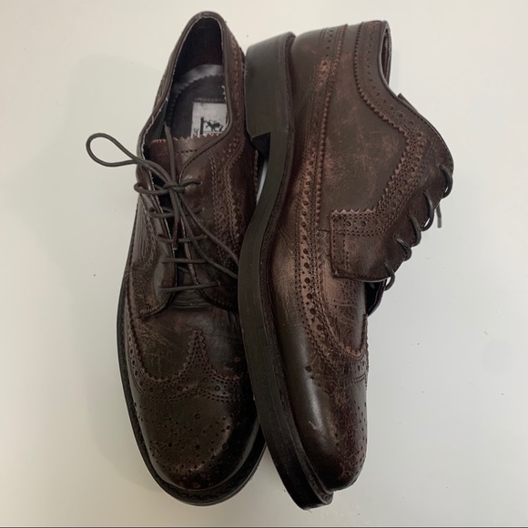 Rustic Wingtip Dark Brown Leather Shoes-US Size 9 - Picture 8 of 12